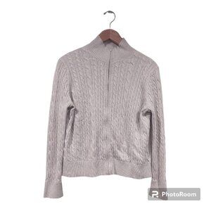 Valarie Stevens Cream Cotton Sweater Zip Up Size Medium